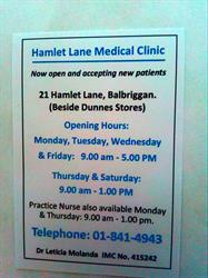 Hamlet Medical Clinic, Balbriggan opening hours